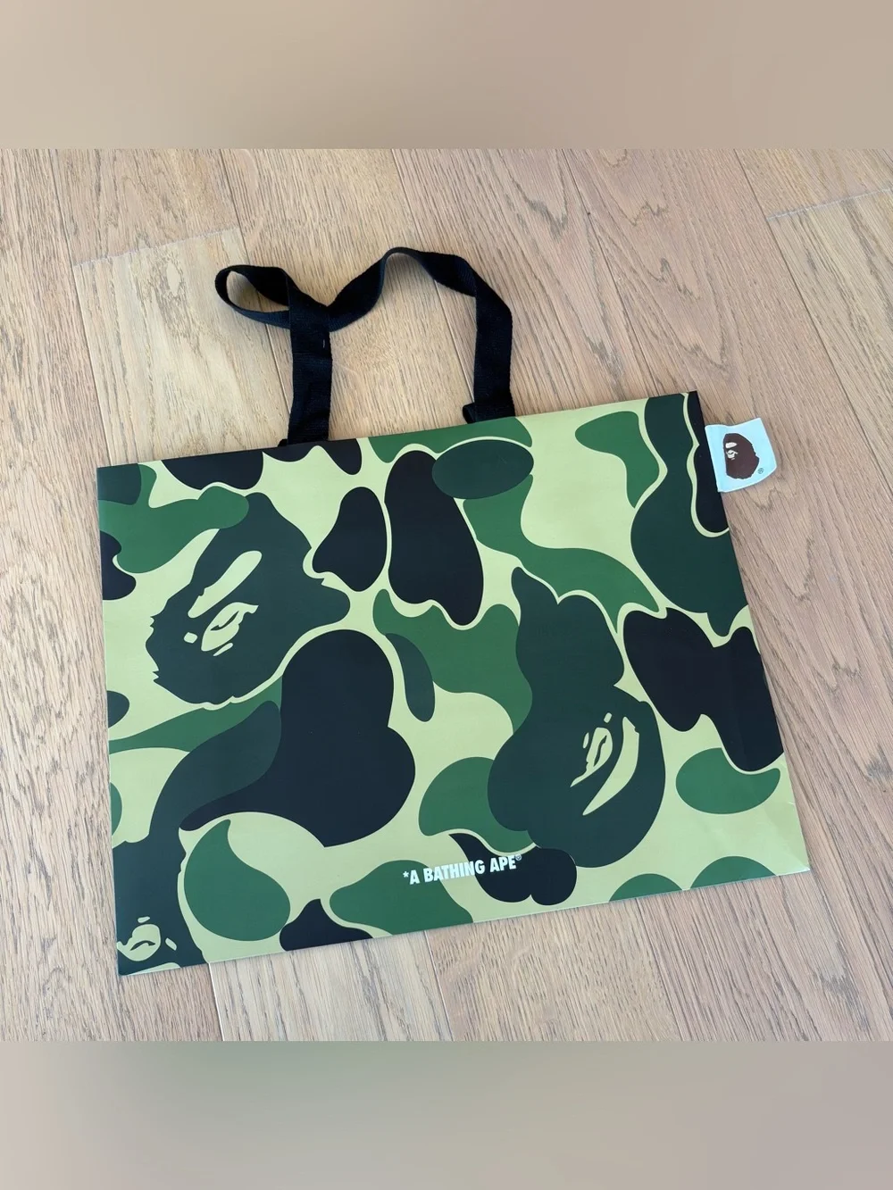 A Bathing Ape Green Camo Gift Shopping Bag